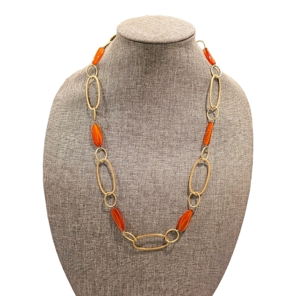 RL China Gold & Amber Link Necklace - Picture 1 of 9